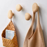 NordicPebble Solid Wood Wall Hooks – Scandinavian No-Drill Door & Coat Hooks