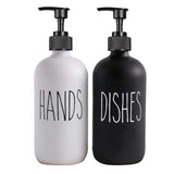SoapElegance Noir 500 Refillable Soap Dispenser Set – Matte Black Pump Bottles for Kitchen & Bathroom