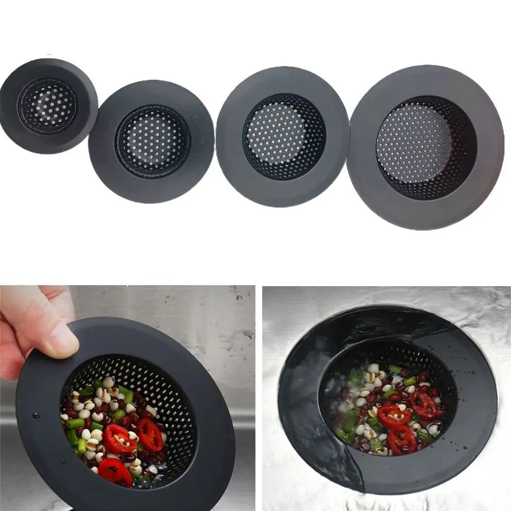 CleanDrip Pro Black Stainless Steel Sink Strainer – Heavy-Duty Drain Hair Catcher with Lift Handle