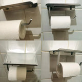 ShelfRoll Aluminum Toilet Paper Holder with Phone Shelf – Wall-Mounted Bathroom Organizer