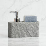 StoneTouch Luxe 2-in-1 Soap Dispenser with Sponge Holder – Modern Stone-Look Kitchen & Bathroom Sink Organizer