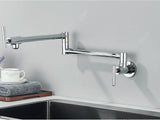 Brushed Gold Wall Mount Kitchen Faucet Premium – Single Cold Water Tap | 360° Swivel Spout | Space Saving Design