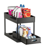 SlideEase 2-Tier Pull-Out Cabinet Organizer – Expandable Under-Sink Storage with Baskets, Hooks & Cup System