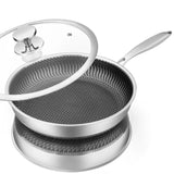 ChefMaster – Stainless Steel Nonstick Frying Pan with Honeycomb Surface & Glass Lid