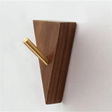 TriLuxe Triangular Wall Hook – Brass & Solid Wood | Key Holder, Coat Hook & Wall Decor