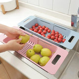 FlexDrain Adjustable Sink Basket – Portable Dish Drainer Rack | Auto-Draining Kitchen Organizer | Vegetable Washing Holder