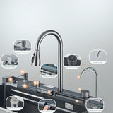 LuxSteel Digital Kitchen Sink – 29.5 × 17.7 in | Gun Grey | Wall-Mount | Waterfall Drain & Soap Dispenser