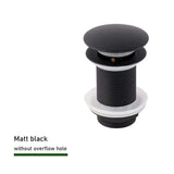 FlowLux Solid Brass Pop-Up Bathroom Sink Drain – Push-Down Stopper with Overflow Option (2.6” Universal Fit)