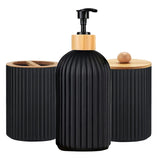 BambooZen 3-Piece Bathroom Counter Set – Plastic & Natural Bamboo