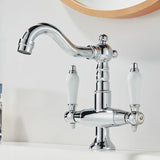 ForgeFlow Industrial Black Brass Bathroom Faucet – Matte Black Dual-Handle Vanity Sink Mixer
