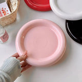 NordicChef Round Ceramic Plate – Thick Rim for Western Dishes