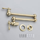 Brushed Gold Wall Mount Kitchen Faucet Premium – Single Cold Water Tap | 360° Swivel Spout | Space Saving Design