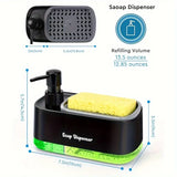 TriFlow 3-in-1 Kitchen Soap Dispenser Set – Hand Soap, Dish Soap & Sponge Holder