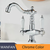 ForgeFlow Industrial Black Brass Bathroom Faucet – Matte Black Dual-Handle Vanity Sink Mixer
