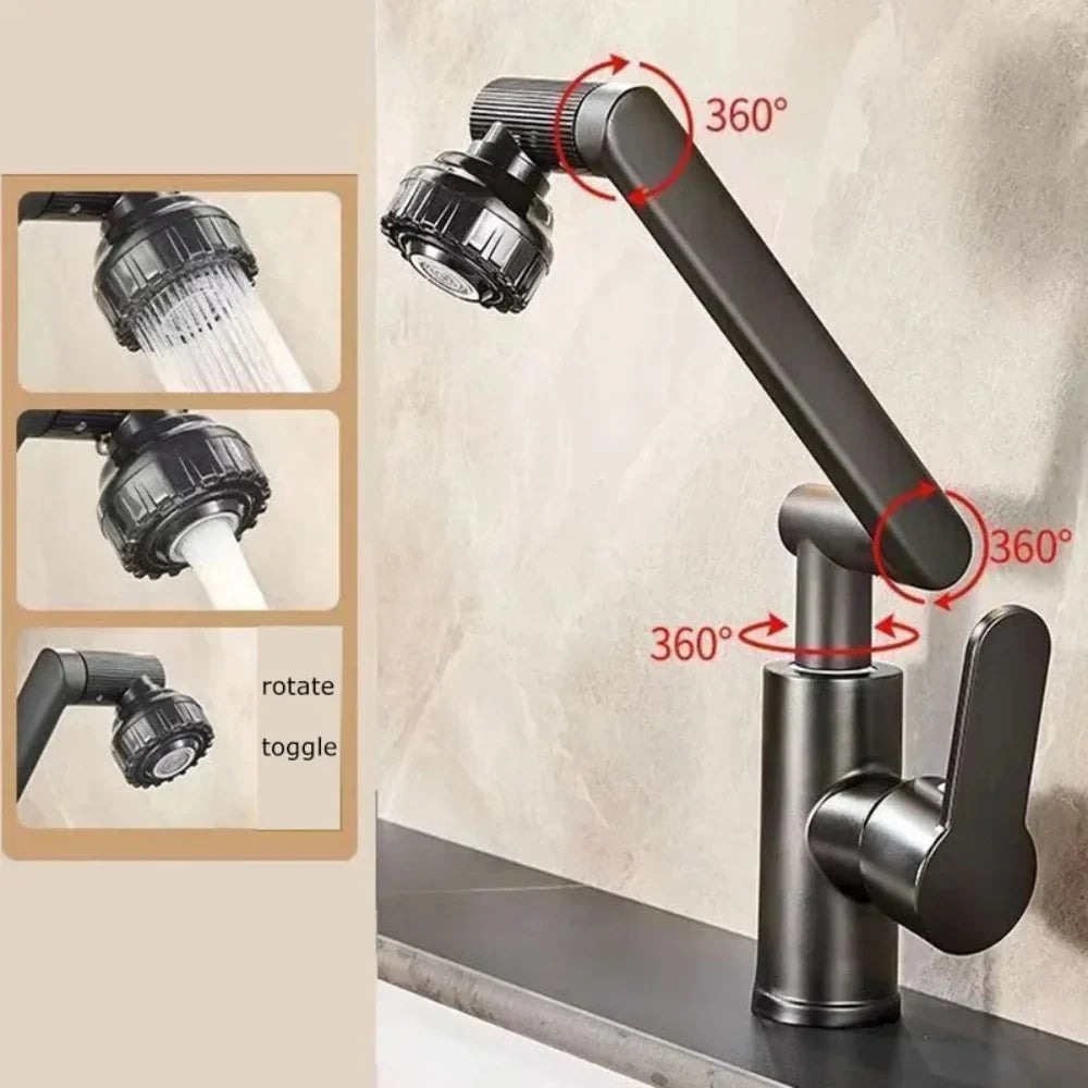 HydroFlex 1080° Rotating Faucet Extension Arm with Dual Spray Modes