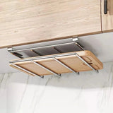 Under Cabinet Stainless Steel Cutting Board Holder Premium – Hanging Kitchen Organizer | Space Saving Storage Rack | Durable Metal Design