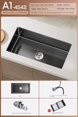 CascadeBlack Luxury Waterfall Undermount Kitchen Sink Set – Black Stainless Steel Single Bowl with Faucet & Soap Dispenser