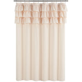 BohoChic SerenityWeave Waterproof Shower Curtain – Beige/Ivory Polyester Fabric, Bohemian Farmhouse Style with Rust-Resistant Metal Grommets