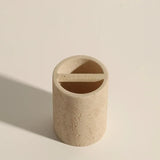 AureliaStone Luxury Limestone Bathroom Set – Toothbrush Holder, Soap Dispenser & Tray