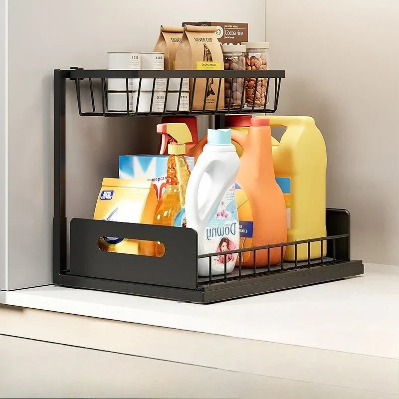 AquaStor Reinforced Sink Storage Rack – Double-Layer Extendable Kitchen Organizer