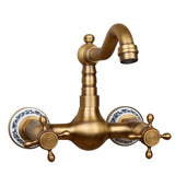 RegalWall Antique Brass Wall-Mount RegalWall Antique Brass Wall-Mount Faucet – Hot & Cold Water Mixer for Kitchen & Bathroom