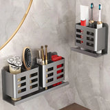 Wall Mounted Bathroom Shelf No Drill Aluminum Organizer – Toothbrush & Razor Holder | Space Saving Storage | Easy Install