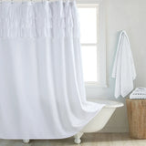 BohoChic SerenityWeave Waterproof Shower Curtain – Beige/Ivory Polyester Fabric, Bohemian Farmhouse Style with Rust-Resistant Metal Grommets