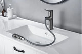 Modern White Pull-Out Bathroom Sink Faucet – Single Handle Brass Basin Mixer