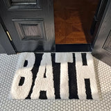 BathElegance Pro Non-Slip Bath Mat – Black & White Designer Bathroom Rug with High Absorbency
