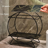 AureliaTower Premium 2-Tier Bathroom & Makeup Organizer – Gold/Black with Marble-Style Ceramic Trays