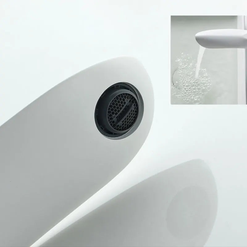 White Brass Waterfall Bathroom Sink Faucet with Single Handle Hot and Cold faucet
