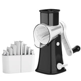 5 in 1 Rotary Cheese Grater Premium Stainless Steel – Vegetable Slicer & Julienne Cutter | Nut Chopper | Multi Blade Kitchen Tool