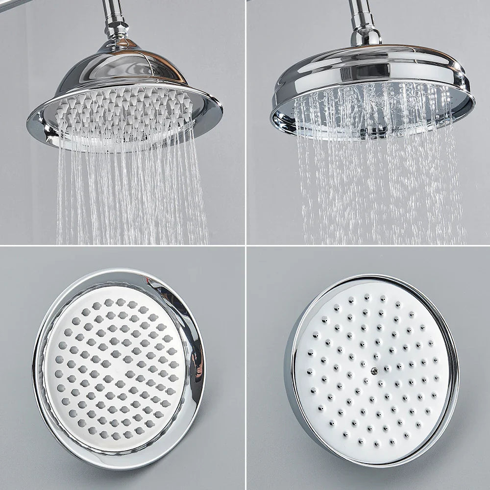 POIQIHY Rainfall Shower Head Antique Brass Gold – Round Fixed Showerhead | Wall Mounted | Spa-Like Water Flow