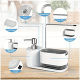 SoapStation Ultra 5-in-1 Sink Organizer – Dual Soap Dispenser, Sponge Holder, Cloth Rack & Drip Tray Kitchen Cleaning System