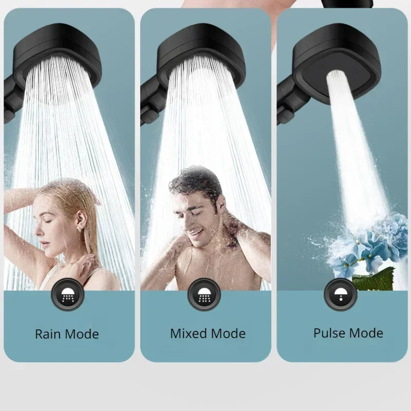 HydroFlex SquareForce High-Pressure Handheld Shower Head – 3 Modes, Water-Saving & Adjustable