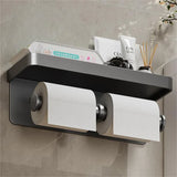 ShelfRoll Aluminum Toilet Paper Holder with Phone Shelf – Wall-Mounted Bathroom Organizer