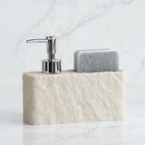 StoneTouch Luxe 2-in-1 Soap Dispenser with Sponge Holder – Modern Stone-Look Kitchen & Bathroom Sink Organizer