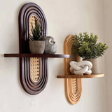 BohemiaCraft Handmade Rattan Wall Shelf – Boho Wooden Decor & Practical Organizer