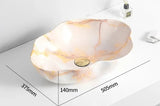 MarbleLuxe Ovalis Vessel Sink – Marble Pattern Ceramic Countertop Bathroom Basin | Modern Luxury 12L