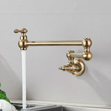 Brushed Gold Wall Mount Kitchen Faucet Premium – Single Cold Water Tap | 360° Swivel Spout | Space Saving Design
