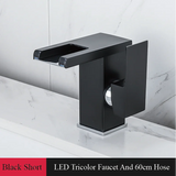 CascadeFlow LuxePlate Waterfall Bathroom Faucet – 2-Hole Single Handle Sink Mixer with Deck Plate & Supply Lines