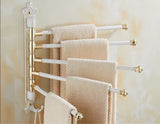 Aurora Brushed Gold Towel Bar – Foldable Aluminum, <20 Inches, Antique Engraved