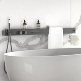 TitanSpa LuxeRail Thermostatic Shower System – Brushed Gun Grey Wall-Mount Rainfall Set with Storage Shelf & Towel Bar