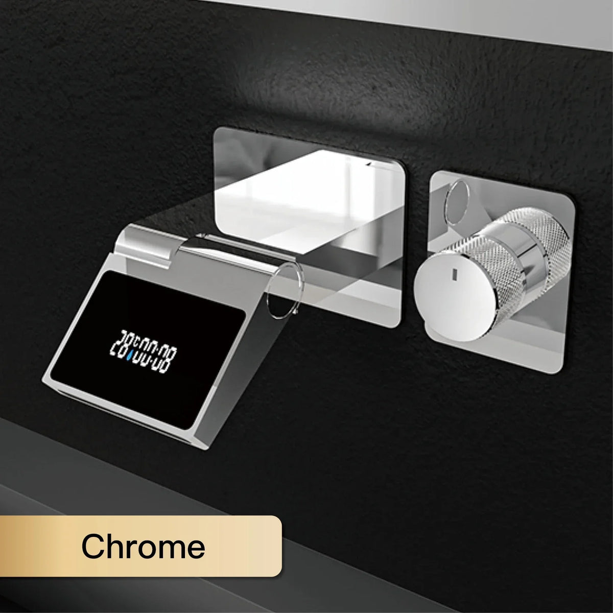 Wastafelkraan met LED Licht – Wandmontage | 2 Gaten | Warm & Koud Water | Messing