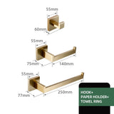 AeroSteel Brushed Stainless Steel Bathroom Hardware Set – Towel Bar, Toilet Paper Holder & Wall Hooks