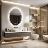 GlowHalo Frameless LED Vanity Mirror – Round Anti-Fog Lighted Bathroom Mirror with Dimmable Touch Control