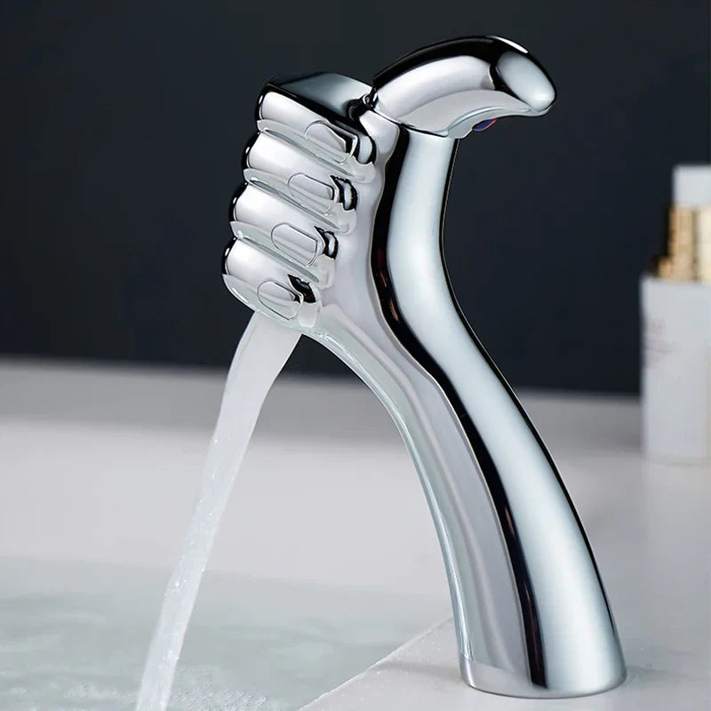 AquaFalls Solo BrassCascade – Solid Brass Waterfall Bathroom Faucet | Luxury Single-Handle Vanity faucet