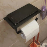 ShelfRoll Aluminum Toilet Paper Holder with Phone Shelf – Wall-Mounted Bathroom Organizer