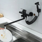 AquaPro DuoJet 360 Wall faucet – Stainless Steel Swivel Kitchen & Bathroom Faucet with Pull-Out Spray