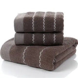 FestiveComfort 3-Piece Luxury Towel Set – 100% Combed Cotton with Jacquard Embroidery